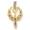 Brass Micro Pave Clear Cubic Zirconia Enamel Pendants, Long-Lasting Plated, Bird Charms, Golden, 42mm, Hole: 7mm