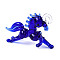 Handmade Lampwork Big Pendants, Horse, Medium Blue, 32~34x50~53x10~12mm, Hole: 3.5~4x4~5mm
