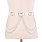 Heart Alloy Curb Chain with Imitation Leather Tassel Waist Chains, Platinum, White, 1050mm