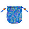 Chinese Style Flower Pattern Satin Jewelry Packing Pouches, Drawstring Gift Bags, Rectangle, Dodger Blue, 10.5x10.5cm