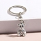 Platinum Zinc Alloy Keychain, with Rhinestone, Bear, 8cm