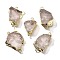 Raw Rough Natural Dyed Quartz Crystal Links Connector Charms, with Brass Findings, Nuggets, Light Gold, White, 30.5~37.5x15~25x7.5~13mm, Hole: 2.5mm