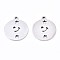Non-Tarnish 201 Stainless Steel Pendants, Laser Cut Pendants, Flat Round with Moon & Star, Stainless Steel Color, 15.5x13.5x1mm, Hole: 1.4mm