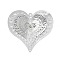 304 Stainless Steel Crystal Rhinestone 3D Heart Connector Charms, Etched Metal Embellishments, Stainless Steel Color, 82x85x5mm, Hole: 4mm and 3mm