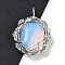 Opalite Pendants, Brass Flower Charms, Rack Plating, Long-Lasting Plated, Lead Free & Cadmium Free, Platinum, 36x26.5x11mm, Hole: 3x4.5mm