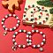 5Pcs 5 Styles Red White Green Round Resin Beaded Stretch Bracelets, Christmas Alloy Enamel Charm Stackable Bracelets for Women, Mixed Shapes, Inner Diameter: 2-1/8 inch(5.25cm), 1pc/style