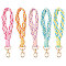 5Pcs 5 Colors Handmade Macrame Cotton Wristlet Bracelet Keychain Pendant Decoration, for Luggage Keychain Backpack Decoration, Mixed Color, 180~185x25x13mm, 1pc/color