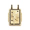 Rack Plating Brass Micro Pave Cubic Zirconia Pendants, Cadmium Free & Lead Free, Long-Lasting Plated, Rectangle with Sun Pattern, Real 18K Gold Plated, 27x17x4.5mm, Hole: 2.5x4mm
