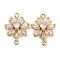 Brass Pave Clear Cubic Zirconia Connector Charms, Cadmium Free & Nickel Free & Lead Free, Flower Links, Real 18K Gold Plated, 19.5x15x5mm, Hole: 1.5mm and 1.2mm