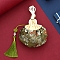 Flower Silks & Satins Drawstring Bags, Sachet Tassel Pouches for Jewelry Storage, Olive Drab, 10x8.5cm
