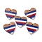 Independence Day Opaque Striped Resin & Walnut Wood Pendants, Geometric Charms, Heart, 24.2x25x3.5mm, Hole: 2mm