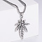 Retro Creative 304 Stainless Steel Maple Leaf with Flower Pendant Punk Hip-hop Necklaces, Stainless Steel Color