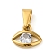304 Stainless Steel Micro Pave Cubic Zirconia Pendants, Eye, Golden, 10.5x12.5x3mm, Hole: 7.8x3.5mm