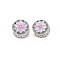 Rack Plating Alloy European Beads, with Crystal Rhinestone & Pearl Pink Enamel, Large Hole Beads, Cadmium Free & Nickel Free & Lead Free, Flat Round with Flower, Platinum, 10.5x10mm, Hole: 5mm
