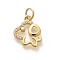 Rack Plating Brass Micro Pave Cubic Zirconia Pendants, Long-Lasting Plated, Lead Free & Cadmium Free, Zodiac Signs Charms, with Jump Ring, Dog, 12x12x2mm