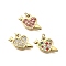 304 Stainless Steel Pendants, with Rhinestone, Ion Plating(IP), Heart, with Jump Ring, Real 14K Gold Plated, Mixed Color, 10.5x16x2.5mm, Hole: 3mm
