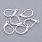Brass Leverback Earring Findings, with Loop, Lead Free and Cadmium Free, Silver Color Plated, Size: about 10mm wide, 15mm long, hole: 1mm