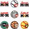 SUNNYCLUE 18Pcs Cartoon Focal Beads Bulk Volleyball Bead Bulk PVC Cute Rugby Basketball Tennis Football Soccer Mom Sports Ball Bead Spacers for Keychains Beadable Pens Jewelry Making Lanyards Crafts