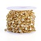 Handmade Brass Bar Link Chains, with Clear Cubic Zirconia Charm and Spool, Soldered, Long-Lasting Plated, Flat Round, Real 18K Gold Plated, 7x4.5x2mm, about 32.8 Feet(10m)/roll