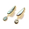 Teardrop Brass Fold Over Clasps, Cadmium Free & Nickel Free & Lead Free, with Natural Paua Shell, Real 18K Gold Plated, 31.5x9x9mm