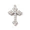 Rack Plating Brass Micro Pave Cubic Zirconia Pendants, Cadmium Free & Lead Free, Long-Lasting Plated, Religion Cross Charm, Platinum, 25.5x16.5x3mm, Hole: 1mm