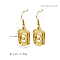 Stylish 304 Stainless Steel Spiral Pendant Dangle Earrings for Daily Wear, Multiple Options, Golden, Rectangle, 23.19x15.7mm