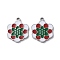 304 Stainless Steel Pendants, with Enamel, Flower Charm, Stainless Steel Color, 17x14x1.5mm, Hole: 1.6mm