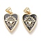 Brass Enamel Pendants, Real 18K Gold Plated, Heart with Eye, Black, 18.5x12.5x1.6mm, Hole: 3.5x5mm
