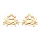 Brass Pendants, Crab, Long-Lasting Plated, Nickel Free, Real 18K Gold Plated, 28x32.5x2mm, Hole: 3mm