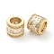 Brass Clear Cubic Zirconia European Style Beads, Large Hole Beads, Long-Lasting Plated, Tube, Golden, 10.5x9mm, Hole: 6.5mm