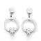 304 Stainless Steel Earlobe Plugs, Screw Back Earrings, with Cubic Zirconia, Ring with Star, Stainless Steel Color, 30mm, pin: 1mm