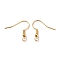 304 Stainless Steel Earring Hooks, Ear Wire, with Horizontal Loop, Real 18K Gold Plated, 20x20x3mm, Hole: 2mm, 21 Gauge, Pin: 0.7mm