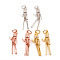 Halloween Brass Micro Pave Cubic Zirconia Pendants, with Jump Ring, Skeleton Man, Clear, Mixed Color, 24x7.5x3mm, Hole: 3.5mm
