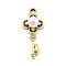 Alloy Rhinestone Pendants, with ABS Plastic Pearl, UV Plated, Key, Golden, 24x10x5.5mm, Hole: 1.8mm