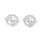 Brass Micro Pave Clear Cubic Zirconia Links connectors, Flat Round with Butterfly & Word MaMa, for Mother's Day, Platinum, 16x20.5x2.5mm, Hole: 1.4mm