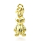 Brass Pendants, Rabbit, Long-Lasting Plated, with Jump Ring, Lead Free & Cadmium Free, Rack Plating, Real 18K Gold Plated, 20x8x7mm
