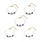 Crystal Rhinestone & Resin Evil Eye Link Slider Bracelet, Gold Plated Brass Jewelry for Women, Blue, Mixed Patterns, 7-1/8~7-1/4 inch(18~18.5cm)