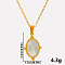 304 Stainless Steel Pave Natural White Shell Geometric Oval Pendant Necklaces, Golden, Pendant: 2.4x1.5cm