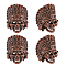 4Pcs Tibetan Style Alloy European Beads, Large Hole Beads, Skull Head, Red Copper, 22x16x13mm, Hole: 5mm