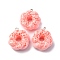 Opaque Resin Pendants, Donut Charms, with Platinum Iron Loops, Pink, 25x20x9mm, Hole: 2mm