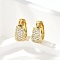 Brass Micro Pave Clear Cubic Zirconia Hoop Earrings, Rack Plating, Long-Lasting Plated, Lead Free & Cadmium Free, Real 18K Gold Plated, 13.5x7.5mm
