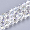 Electroplate Glass Beads Strands, AB Color Plated, Faceted, Bicone, Clear AB, 7.5~8x7.5~8mm, Hole: 1.5mm, about 38~39pcs/strand, 28~29cm