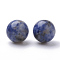 Natural Blue Spot Jasper Beads, Half Drilled, Round, 10mm, Hole: 1mm