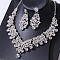 Alloy Rhinestone Jewelry Sets, Include Stud Earrings & Bib Necklaces, Silver, Crystal, 480mm