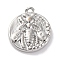 Brass Pendants With Clear Cubic Zirconia, Flat Round with Insect Charms, Cadmium Free & Nickel Free & Lead Free, Platinum, 14x12x2.5mm, Hole: 1mm