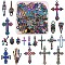 20 Pcs 316L Surgical Stainless Steel Charms & Pendants & Big Pendants, Cross & Skull & Skeleton & Claw, Rainbow Color, 29~65x9~40mm