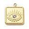 PVD Vacuum Plating 304 Stainless Steel Rhinestone Pendants, Evil Eyes, Real 18K Gold Plated, 15.5x13x2.5mm, Hole: 1.6mm