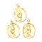 Brass Micro Pave Clear Cubic Zirconia Pendants, with Jump Ring, Long-Lasting Plated, Oval with Hand, Real 18K Gold Plated, 22x15x2.5mm, Jump Ring: 5x1mm, 3mm Inner Diameter