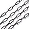 304 Stainless Steel Cable Chains, Paperclip Chains, Drawn Elongated Cable Chains, Soldered, with Spool, Electrophoresis Black, 9.7x4.2x0.9~1mm, about 32.8 Feet(10m)/roll