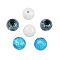 Plastic Beads, Round, with Synthetic Opal, Half Hole, Mixed Color, 13x11.5mm, Hole: 2mm